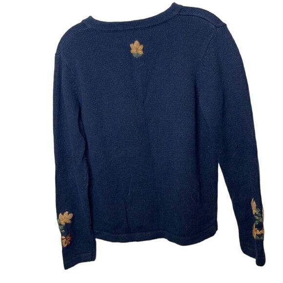 Bobbie Brooks Navy Blue Autumn Fall V-Neck long Sleeve Sweater. Size Small. - Picture 7 of 10